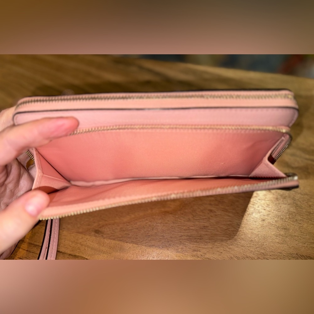 Coach, Pale Pink Zip Around Wallet with Wristlet - Picture 7 of 8